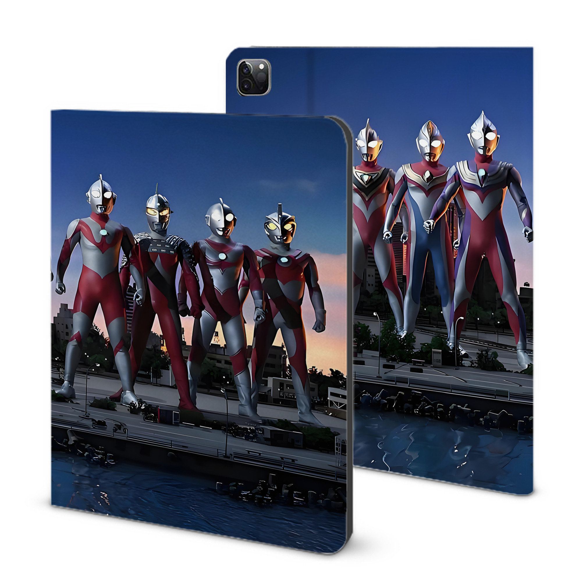 （画像用） ウルトラマン Ultraman IPad ケース ブック型 PUレザー TPU 耐衝撃 軽量 薄型 ペン収納なし 全面保護 IPad 各モデル対応